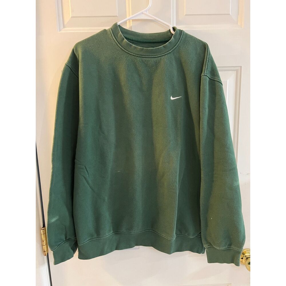 Vintage Nike Sweatshirt Men M Green Crewneck Pullover Embroidered Swoosh Turkey